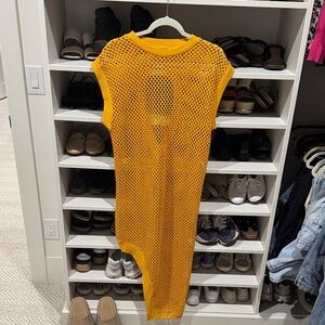 Zara Asymmetrical Yellow Mesh Dress